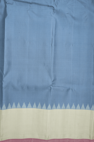 Contrast Border Plain Steel Blue Gadwal Silk Saree