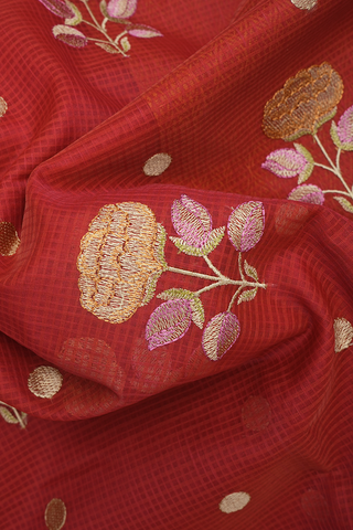 Floral Buttas Ruby Red Kota Cotton Saree