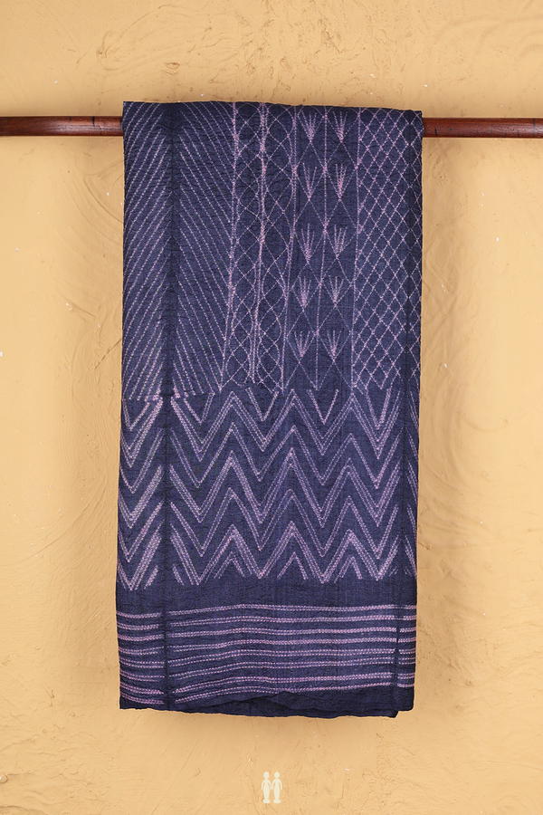 Tussar Silk Saree In Blue With Allover Design