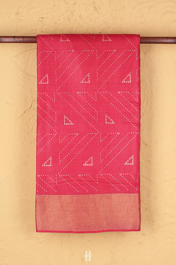 Tussar Silk Saree In Hibiscus Red With Allover Design