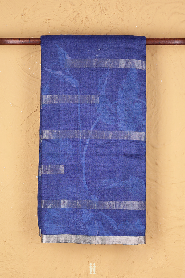 Tussar Silk Saree In Royal Blue With Allover Design