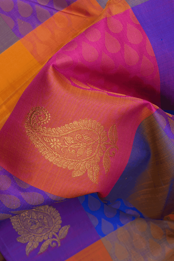 Checks With Buttas Multicolor Kanchipuram Silk Saree
