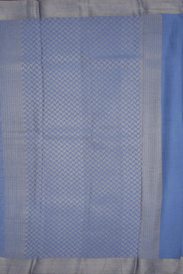 Zari Border In Brocade Steel Blue Mysore Silk Saree