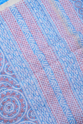 Allover Floral Printed Blue Kota Cotton Saree