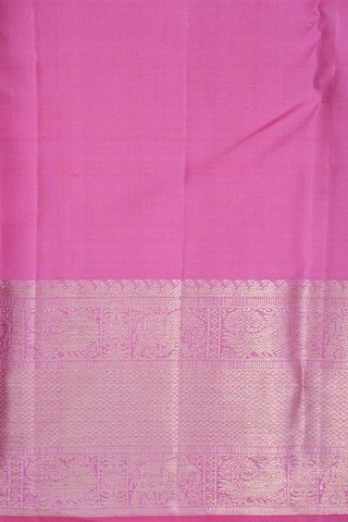 Peacock Floral Zari Buttis Rose Pink Kanchipuram Silk Saree