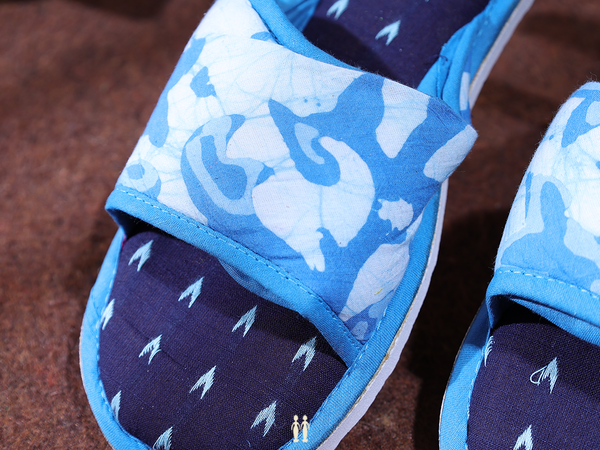 Printed Design Shade Of Blue Cotton Slippers
