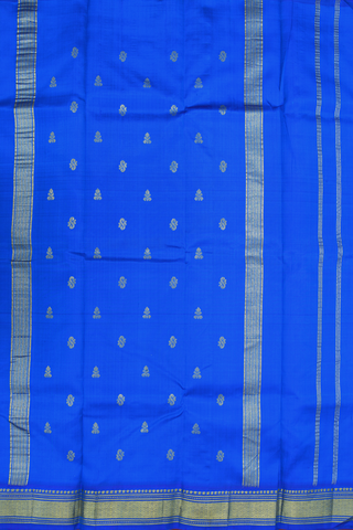 Checks Design Cerulean Blue Kanchipuram Silk Saree