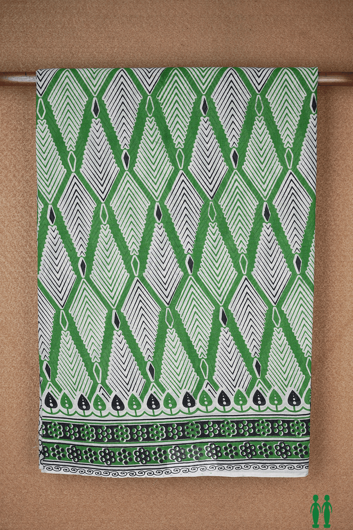 Allover Printed Design Green Kalamkari Cotton Saree