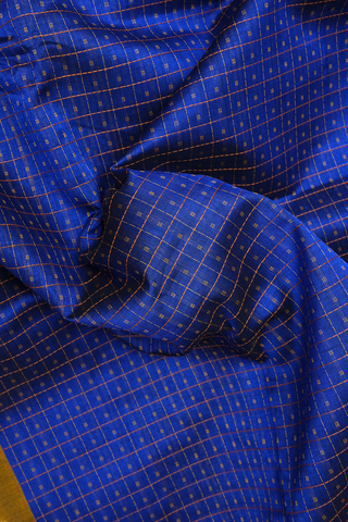Checks With Buttas Royal Blue Traditional Silk Cotton Saree