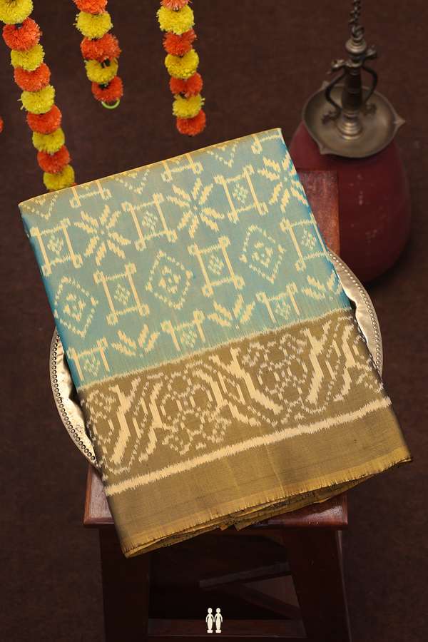Patola Silk Saree In Green With Printed Design