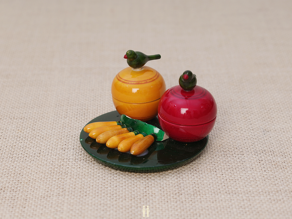 Wooden Manjal Kumkum Set For Show Piece