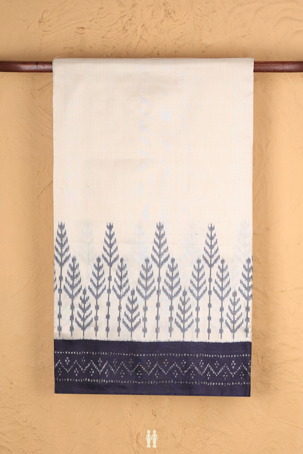 Pochampally Silk Saree In Plain Beige With Contrast Border