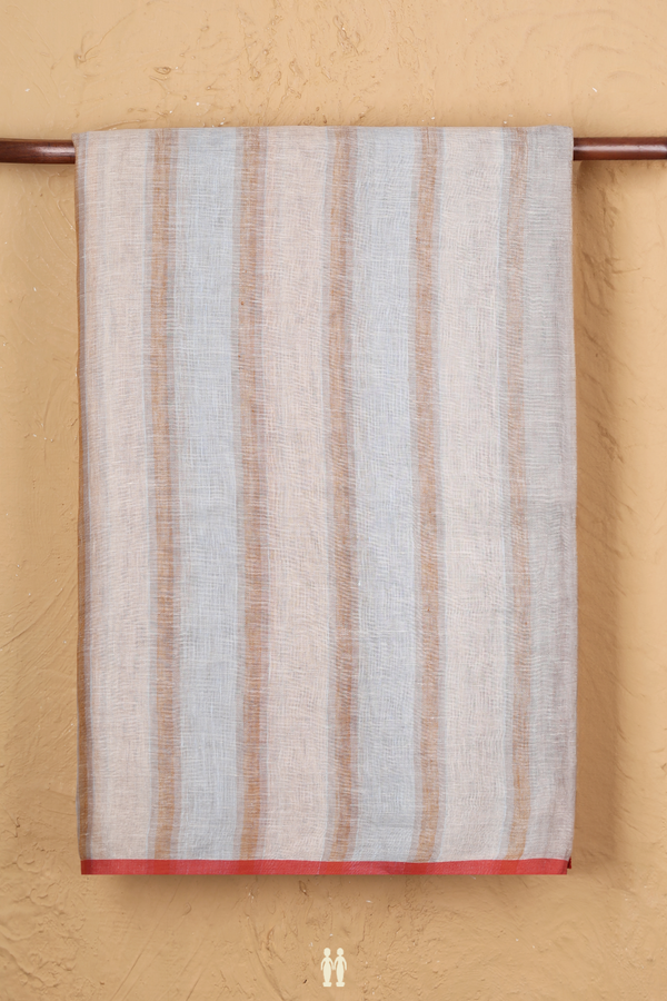 Linen Saree In Multicolor With Stripes Design