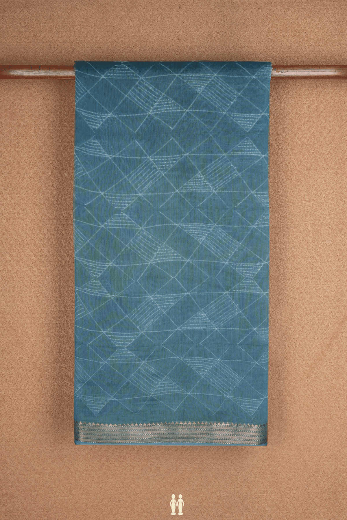 Shibori Design Aegean Blue Chanderi Cotton Saree