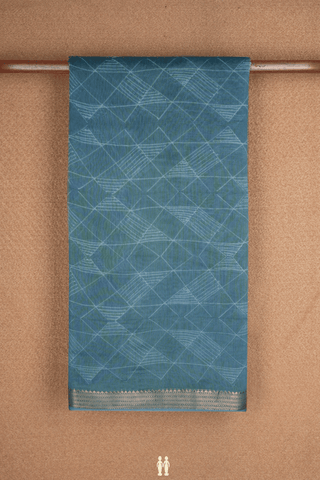 Shibori Design Aegean Blue Chanderi Cotton Saree