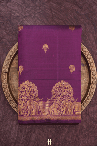 Floral Zari Motifs Grape Purple Kanchipuram Silk Saree