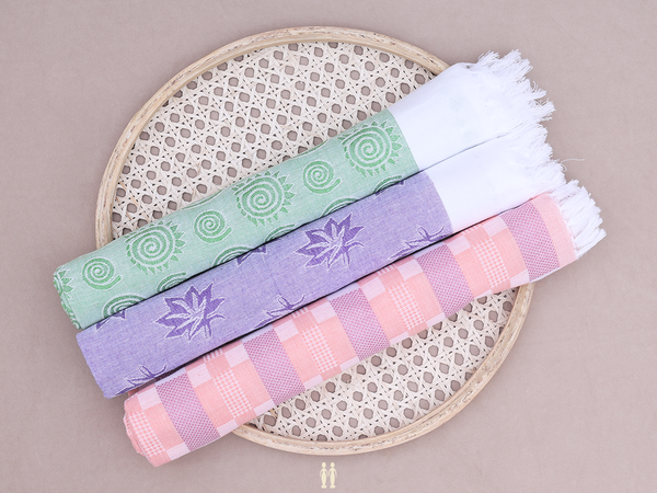 Multicolor Set Of 3 Cotton Towels