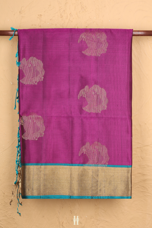 Soft Silk Saree In Grape Purple With Zari Motifs