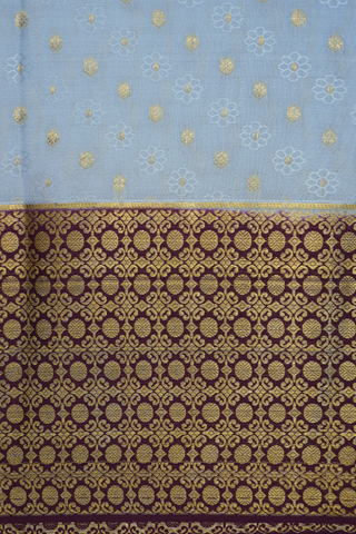 Floral Buttas Pastel Light Blue Mysore Silk Saree