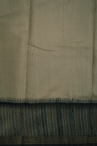 Contrast Zari Border Plain Light Khaki Jute Saree