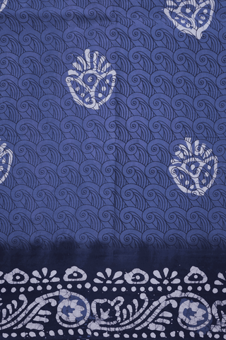 Allover Printed Design Space Blue Sungudi Cotton Saree