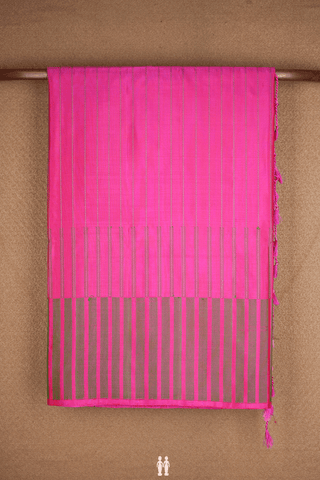 Stripes Threadwork Design Magenta Soft Silk Saree