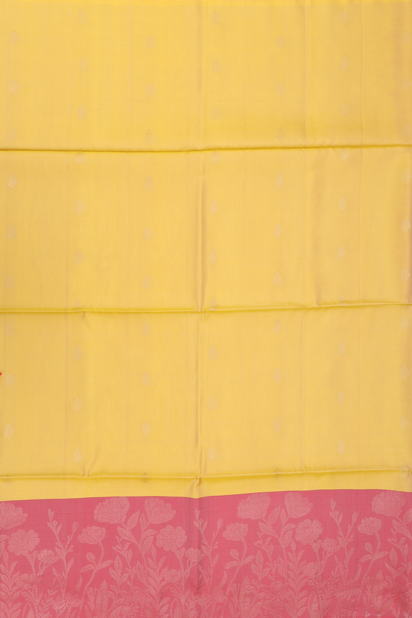 Soft Silk Saree In Yellow With Floral Buttas