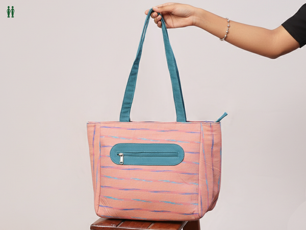 Printed Design Dusty Pink Cotton Hand Bag