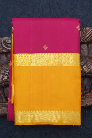 Diamond Buttas Blush Red Kanchipuram Silk Saree