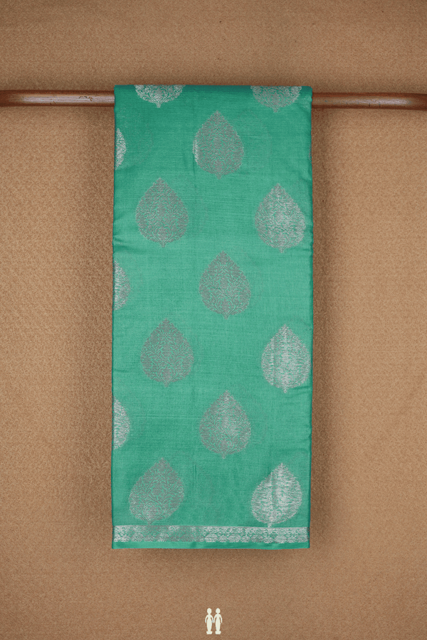Floral Motifs Sea Green Tussar Silk Saree