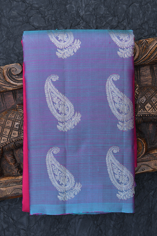Half And Half Colored Dual Tone Magenta Kanchipuram Silk Saree