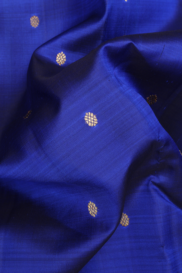 Floral Zari Buttis Royal Blue Kanchipuram Silk Saree