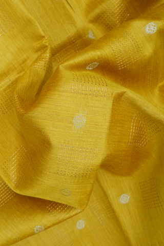 Square Buttas Sunflower Yellow Tussar Silk Saree