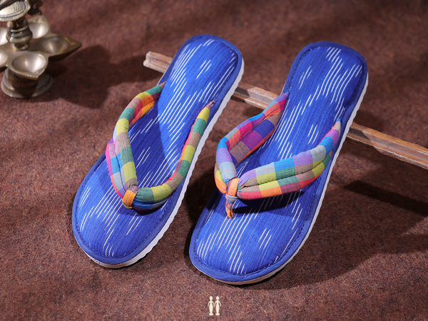 Stripes Design Blue Cotton Slippers