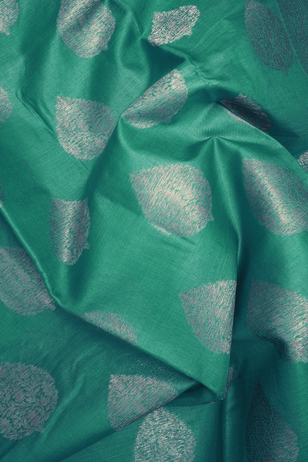 Floral Motifs Sea Green Tussar Silk Saree