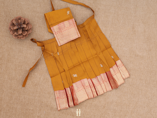 Zari Buttas Orange Silk Cotton Amman Pavadai Set