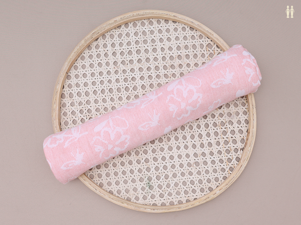 Floral Design Peach Linen Towel