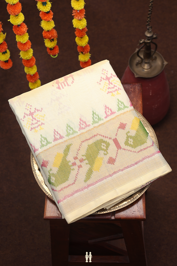 Patola Silk Saree In Beige With Printed Design