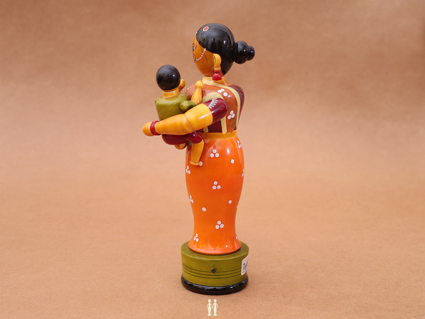 Wooden Handicraft Lady With Child For Showpiece