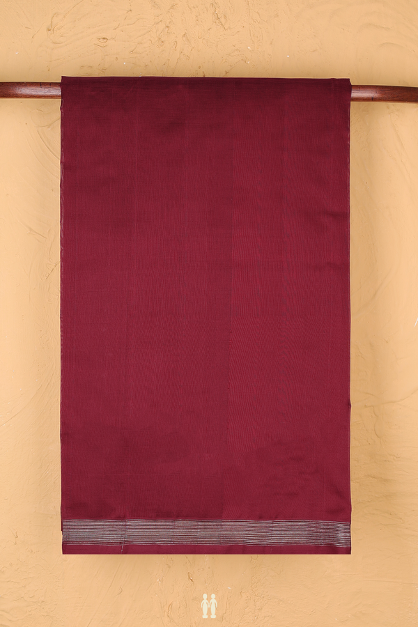 Traditional Silk Cotton Saree In Ruby Red With Zari Border