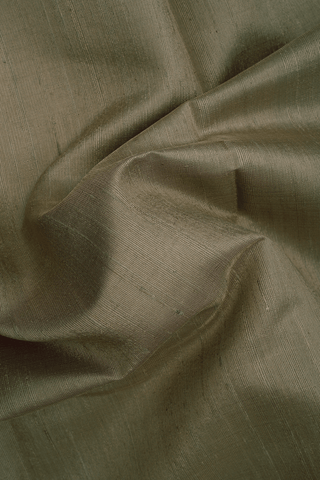 Contrast Zari Border Plain Light Khaki Jute Saree