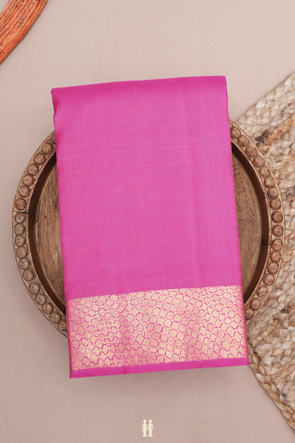 Kanchipuram Silk Saree In Rose Pink With Zari Border