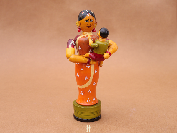 Wooden Handicraft Lady With Child For Showpiece