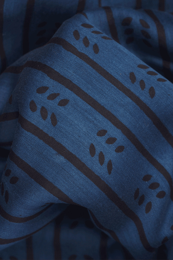 Allover Printed Design Berry Blue Chanderi Cotton Saree