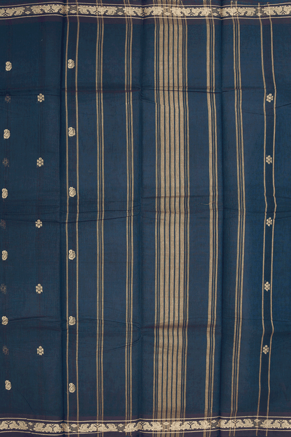 Threadwork Buttas Dark Aegean Blue Kanchi Cotton Saree