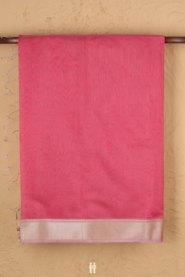 Maheswari Silk Cotton Saree Pink With Threadwork Border