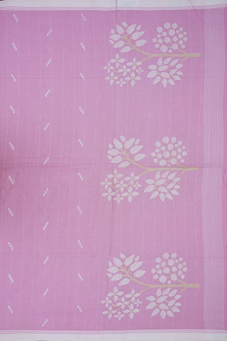 Threadwork Buttas Light Orchid Pink Bengal Cotton Saree