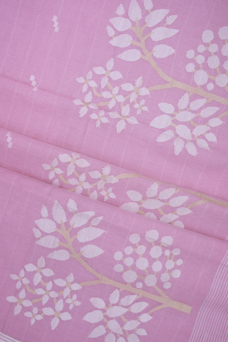 Threadwork Buttas Light Orchid Pink Bengal Cotton Saree