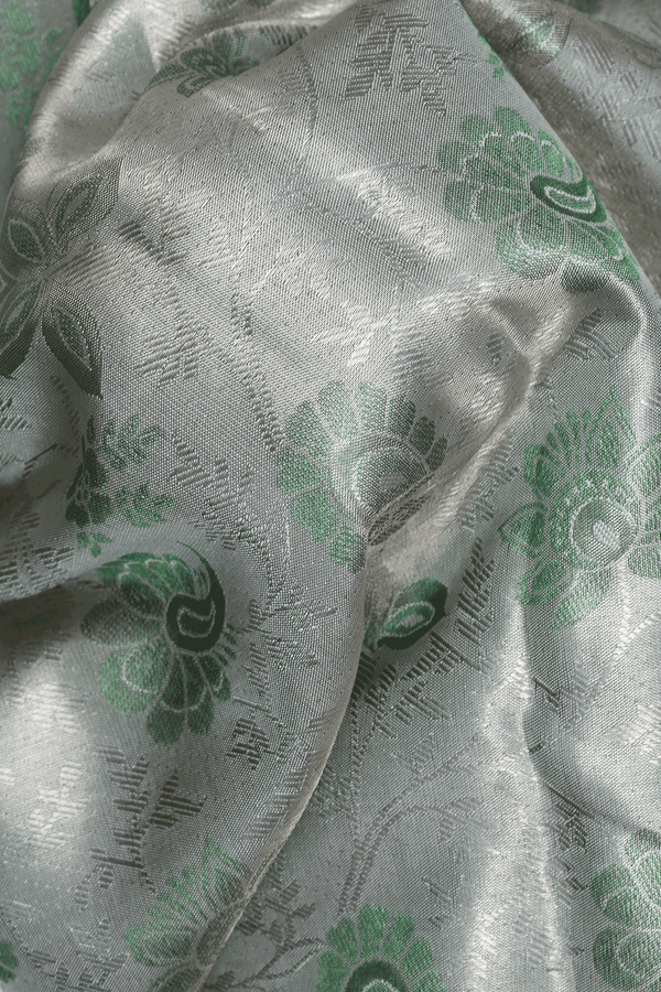 Floral Design Pastel Green Tissue Kanchipuram Silk Saree