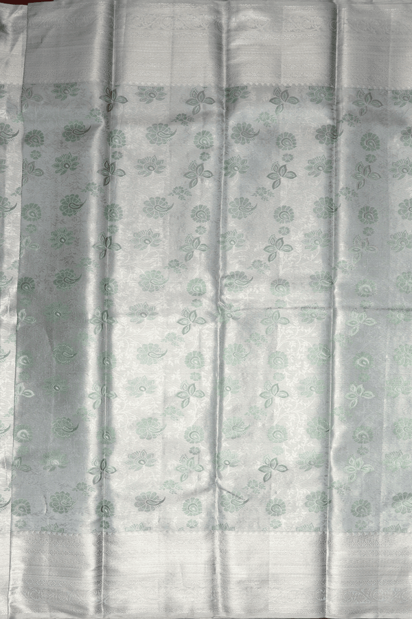 Floral Design Pastel Green Tissue Kanchipuram Silk Saree